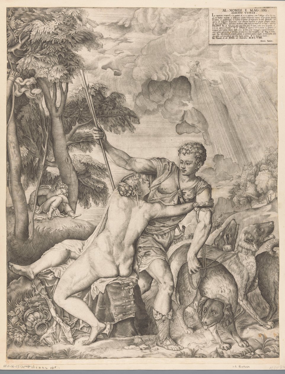 Venus en Adonis door Giulio Sanuto