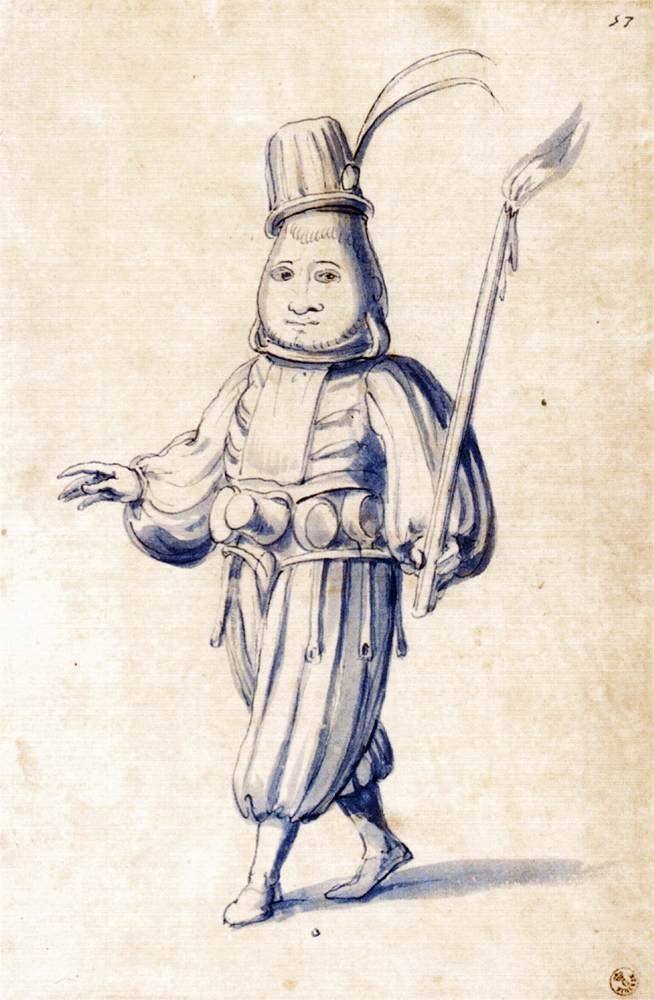 Kostuumtekening van een kok door Giuseppe Arcimboldo