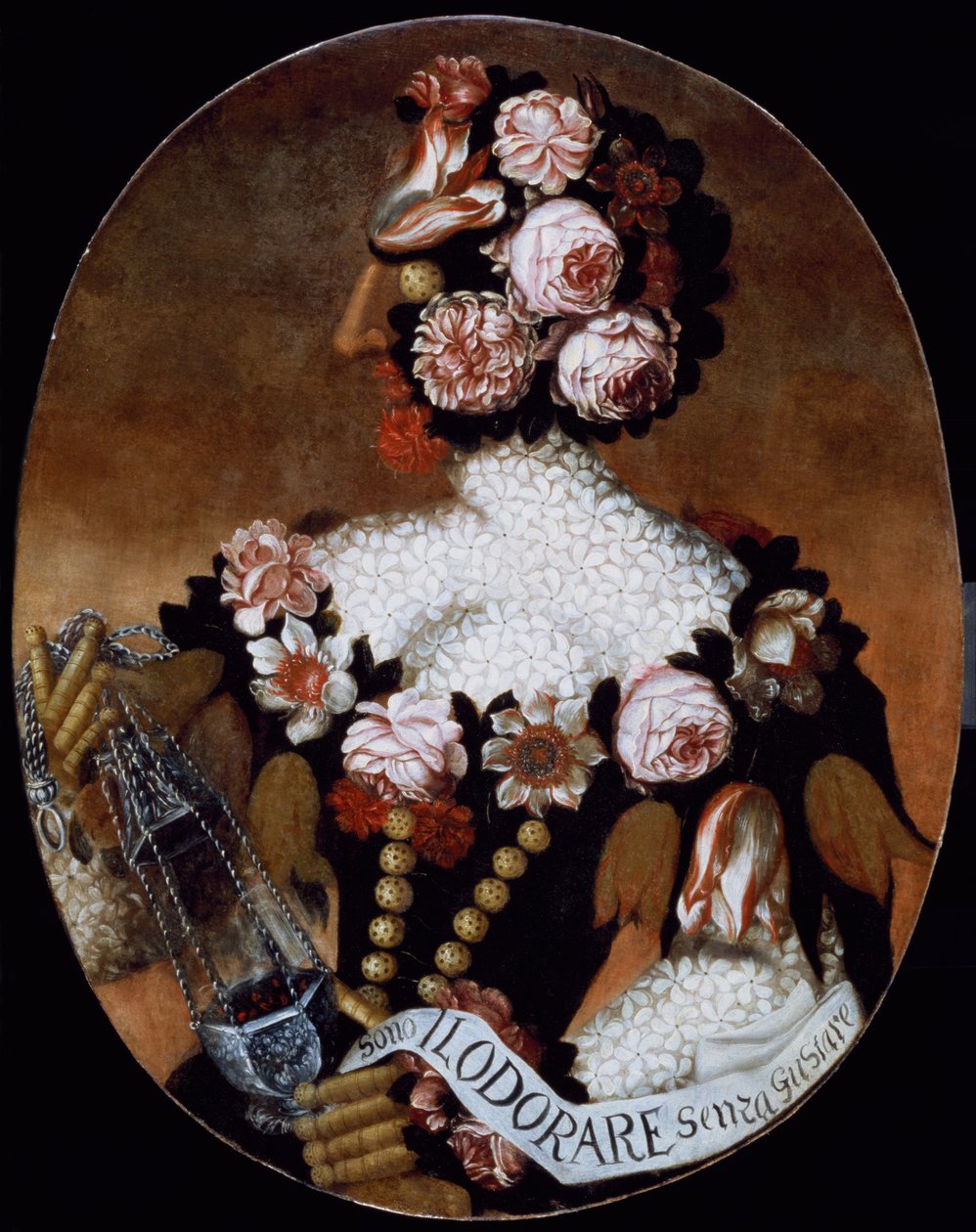 Het zintuig van geur (paneel) door Giuseppe Arcimboldo