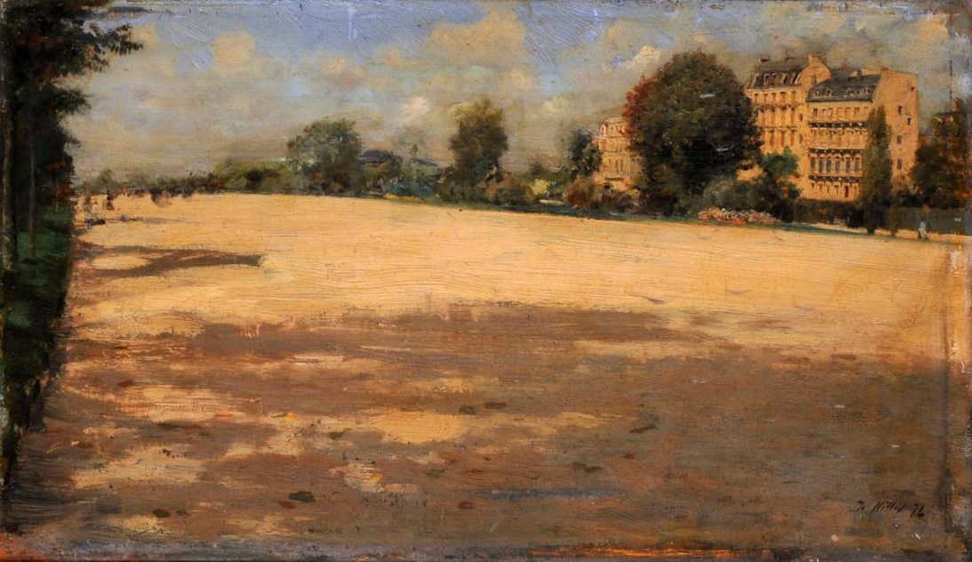 Landschap Avenue du Bois de Boulogne door Giuseppe de Nittis
