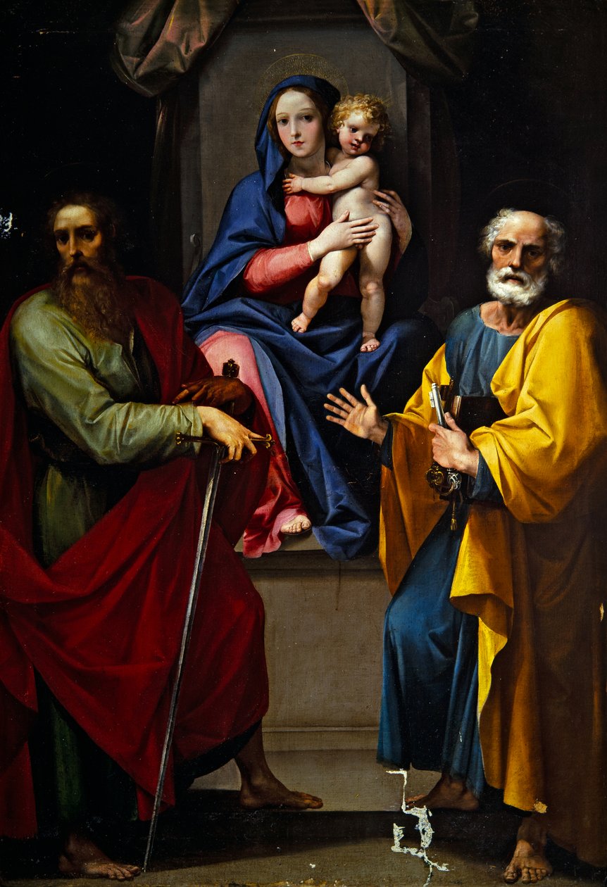 Madonna en Kind met Sint Paulus en Sint Petrus door Giuseppe (1568 1640) Cesari
