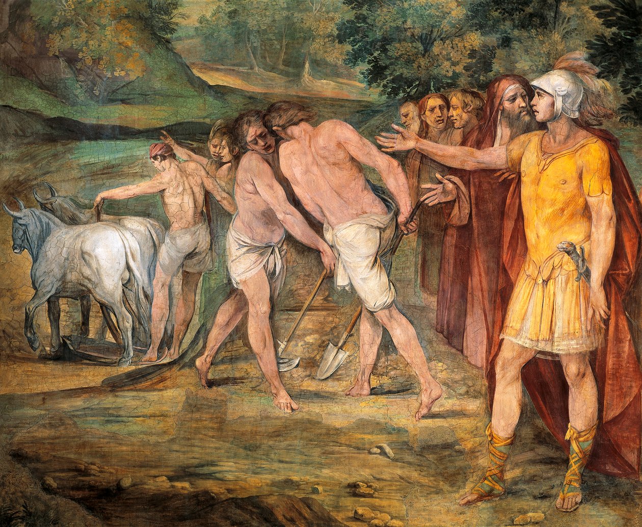 Romulus markeert de grenzen van Rome, door Giuseppe Cesari, fresco, Hal van Horatii en Curiatii, Conservatorenpaleis, Rome, Romeins Koninkrijk, Italië door Giuseppe Cesari