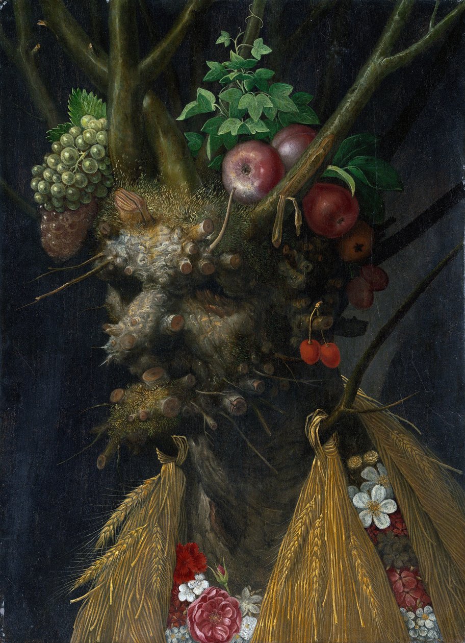 Vier seizoenen in één hoofd door Giuseppe Arcimboldo