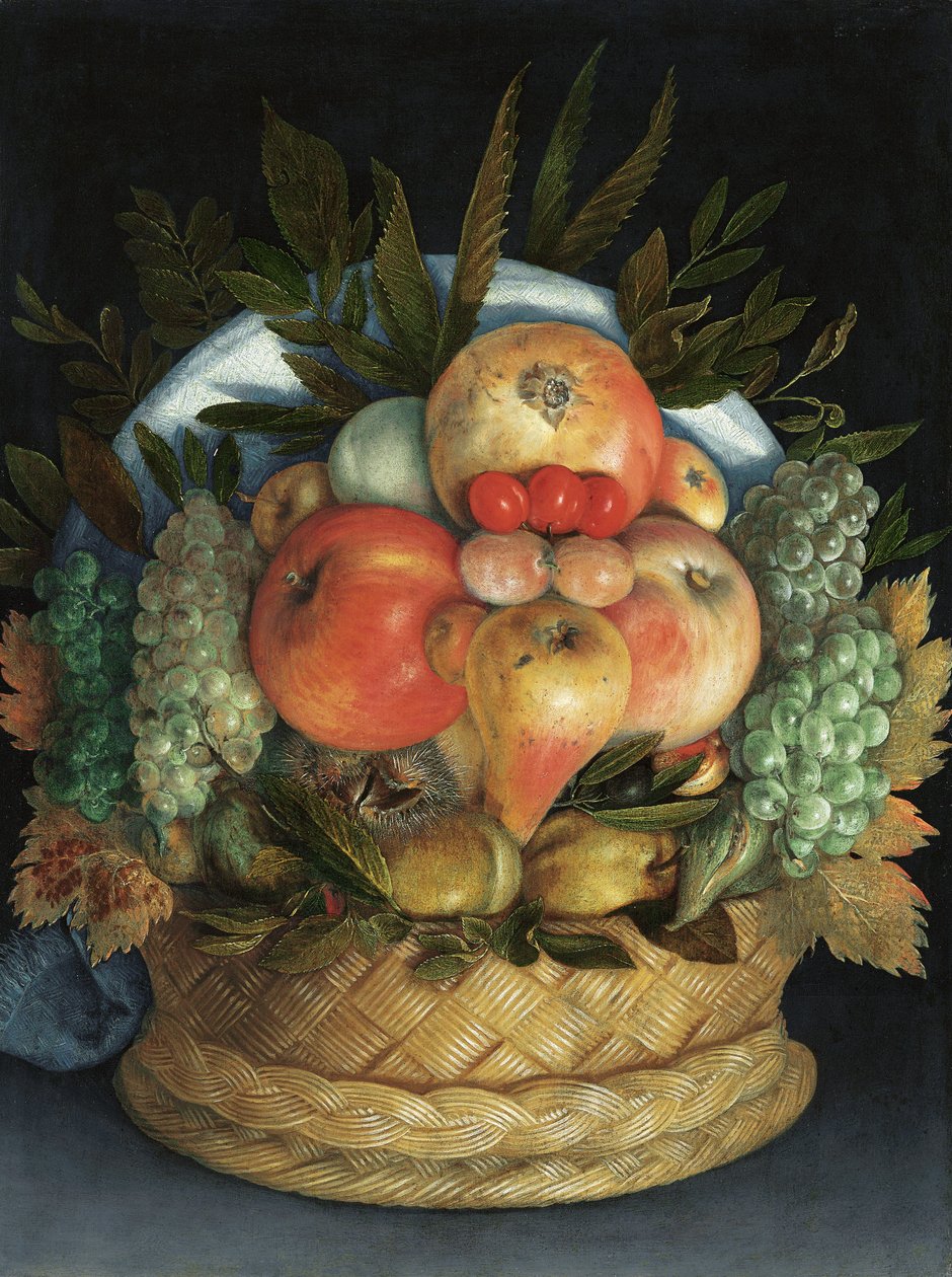 Omkeerbaar antropomorf portret van een man samengesteld uit fruit door Giuseppe Arcimboldo
