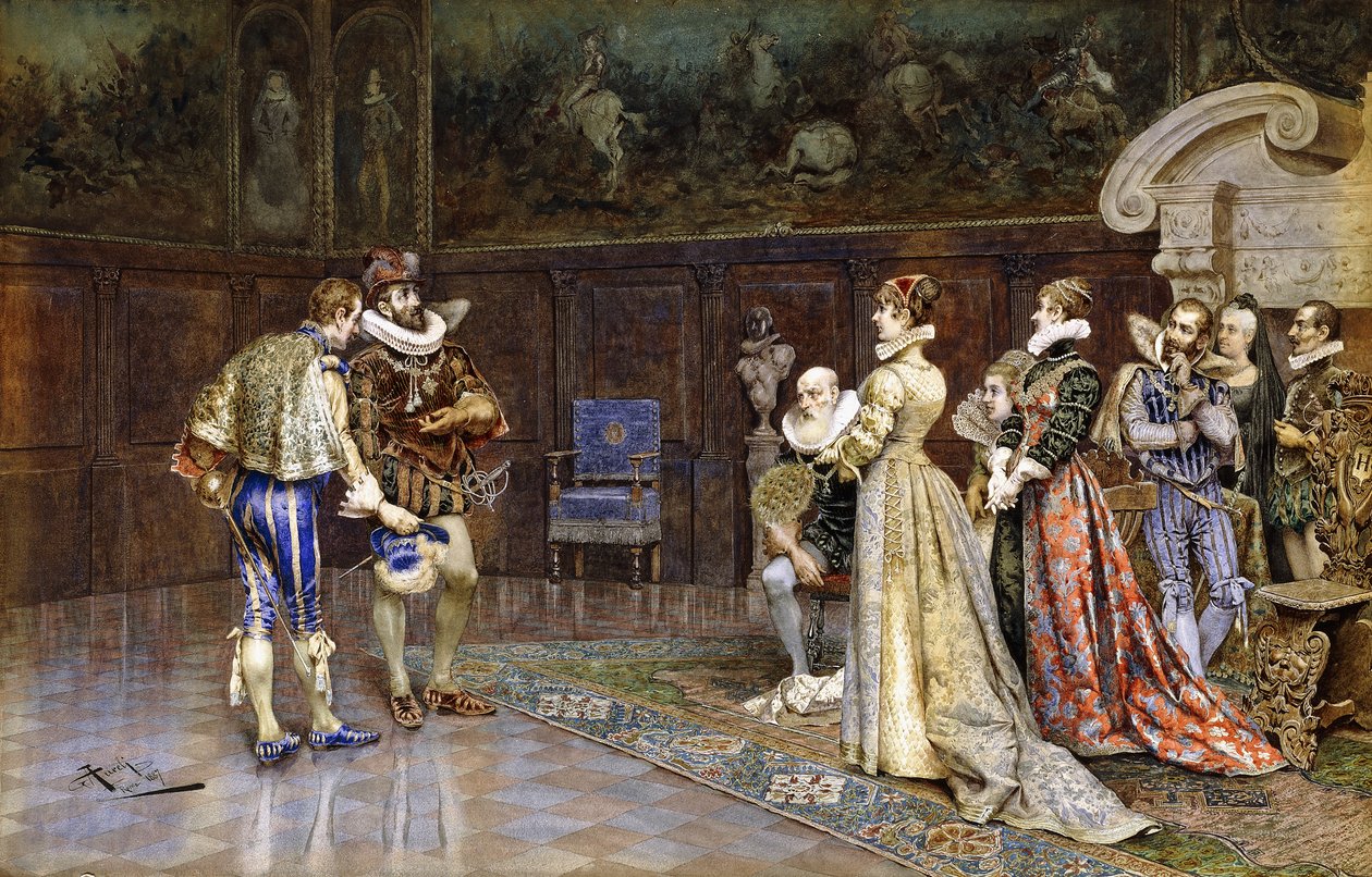 Een Presentatie van Henri IV van Frankrijk aan het Hof van Marguerite Valois door Giuseppe Aureli