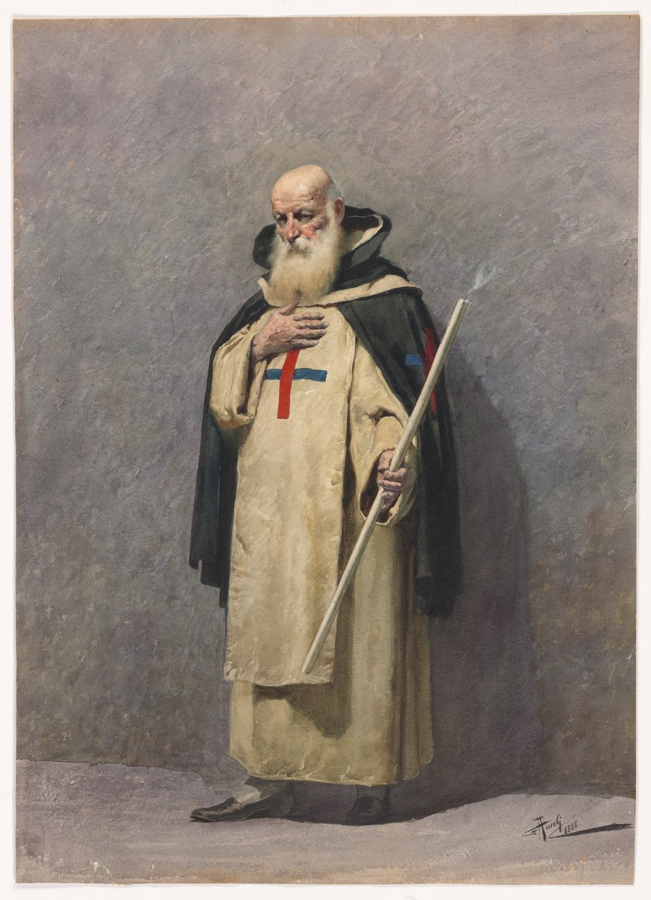 Een oudere priester staand door Giuseppe Aureli