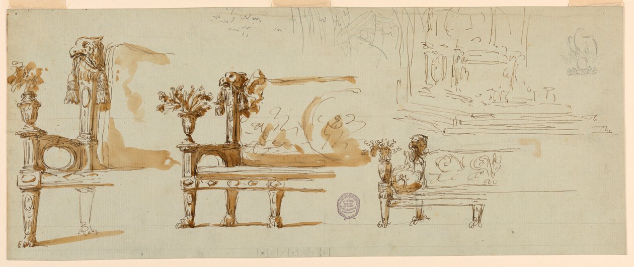 Ontwerpen voor een bank door Giuseppe Barberi