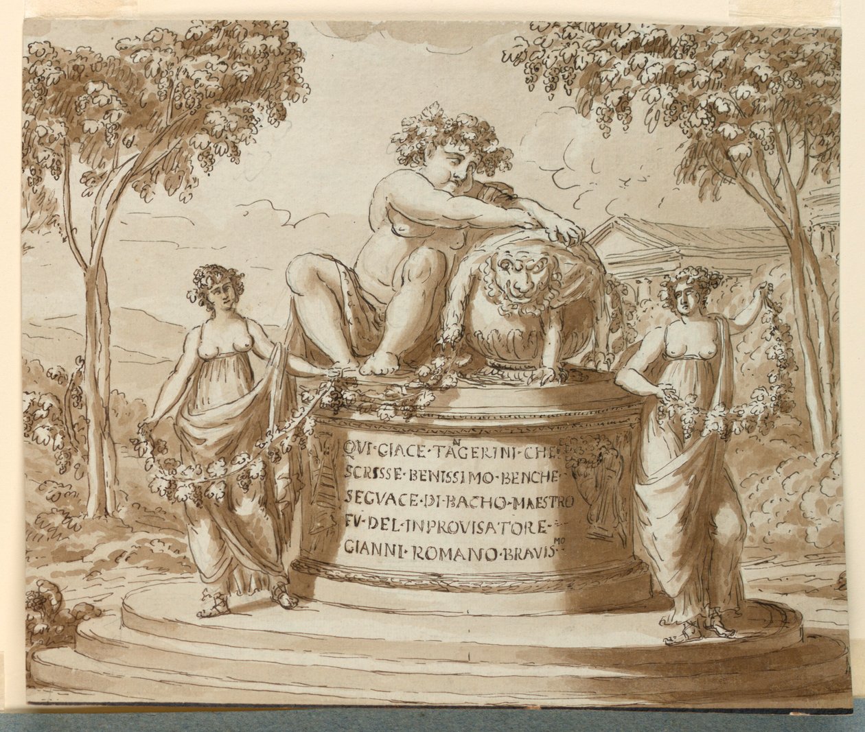 Grafmonument voor dichter Tagerini door Giuseppe Barberi