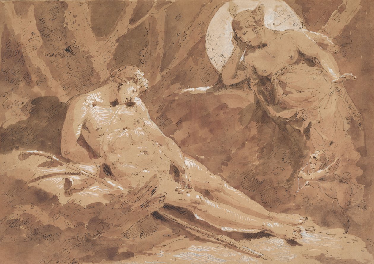 Diana en Endymion met Cupido door Giuseppe Bernardino Bison