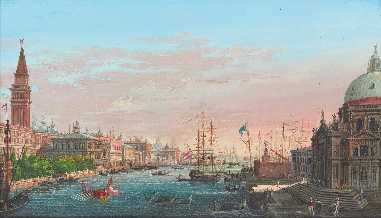 Uitzicht op het Canal Grande, Venetië, met het Palazzo Ducale en de Salute door Giuseppe Borsato