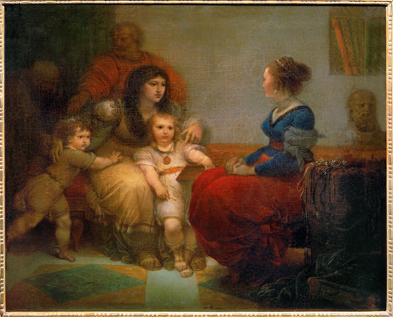 Cornelie, mere des Gracques - Cornelia, moeder van de Gracchi met haar zonen Tiberius en Gaius, en haar dochter Sempronia ... door Giuseppe Cades