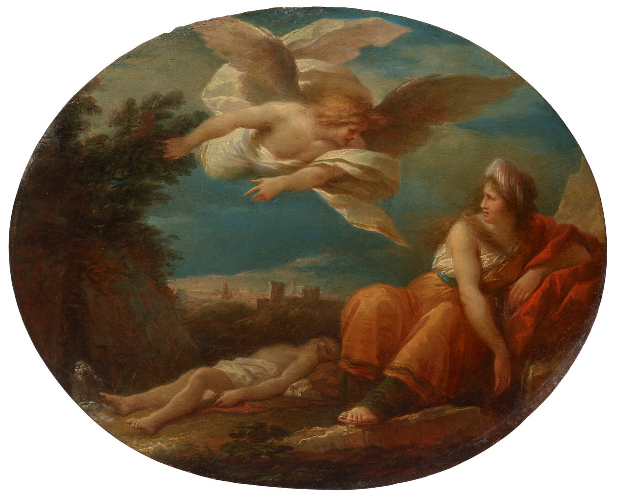 Hagar en de Engel in de woestijn van Beersheba door Giuseppe Cades