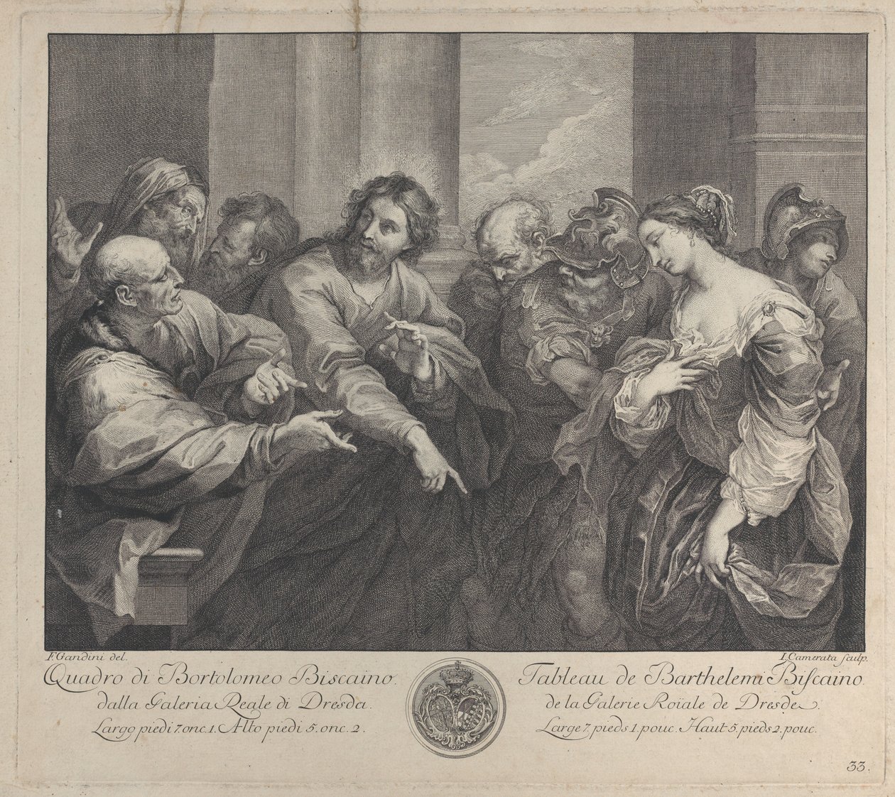 Christus en de vrouw betrapt op overspel, 1750-1757 door Giuseppe Camerata