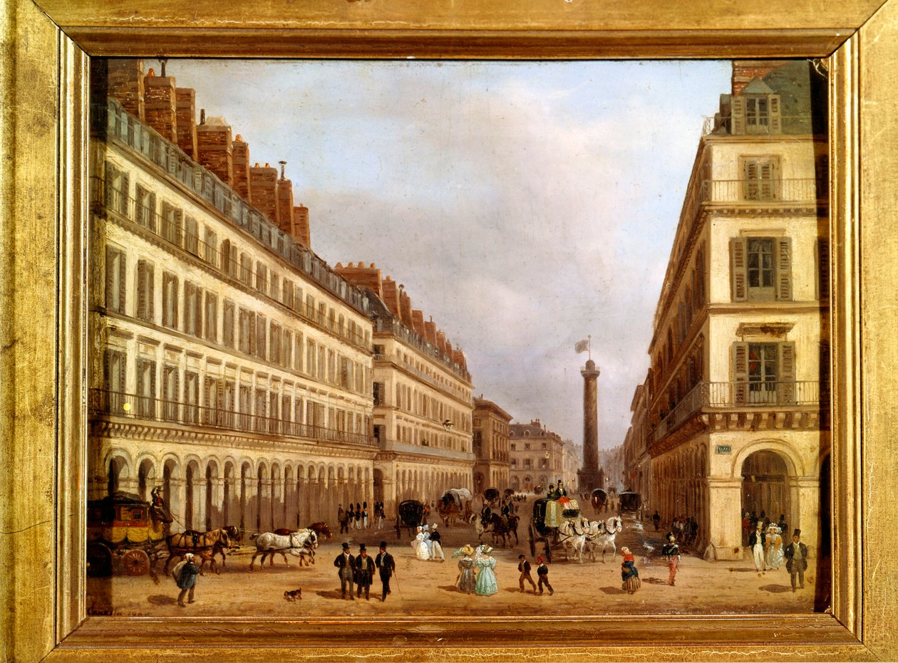 La rue Castiglione in Parijs in 1829 (schilderij) door Giuseppe Canella