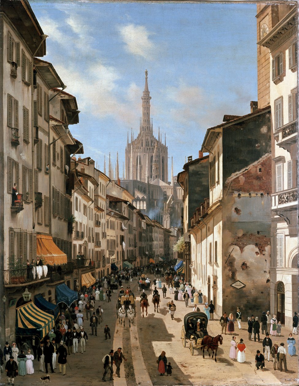 Uitzicht over de Corsia dei Servi straat (ca. 1839) door Giuseppe Canella