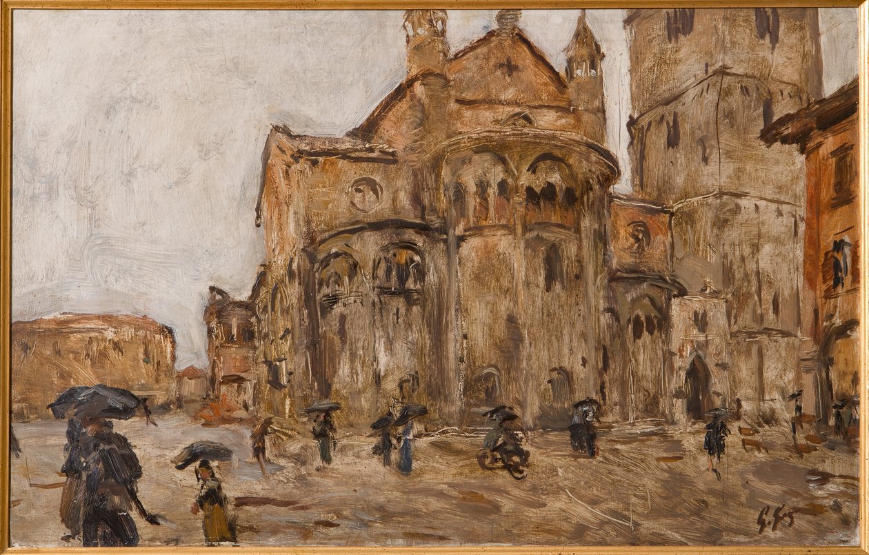 Piazza Grande in de regen door Giuseppe Graziosi