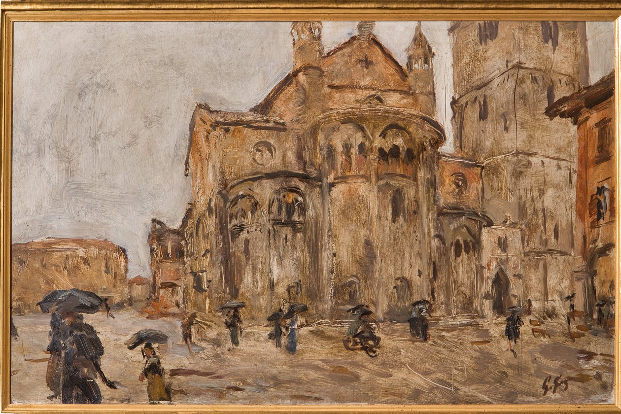 Piazza Grande in de regen door Giuseppe Graziosi