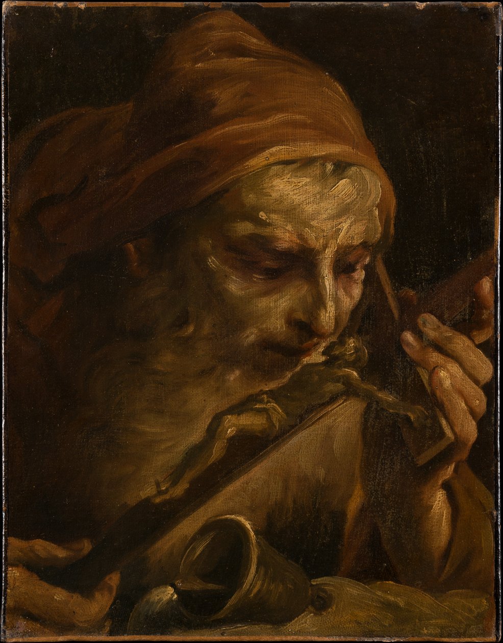 Antonius de Abt kust het kruisbeeld door Giuseppe Maria Crespi