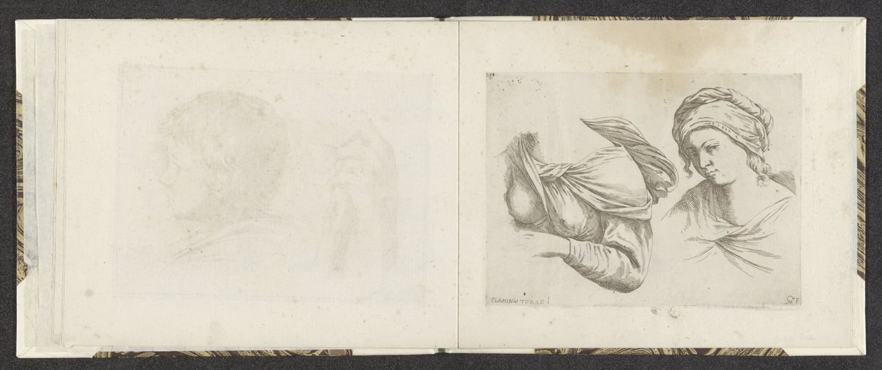 Bovenlichaam van een vrouw en buste van een vrouw door Giuseppe Maria Mitelli