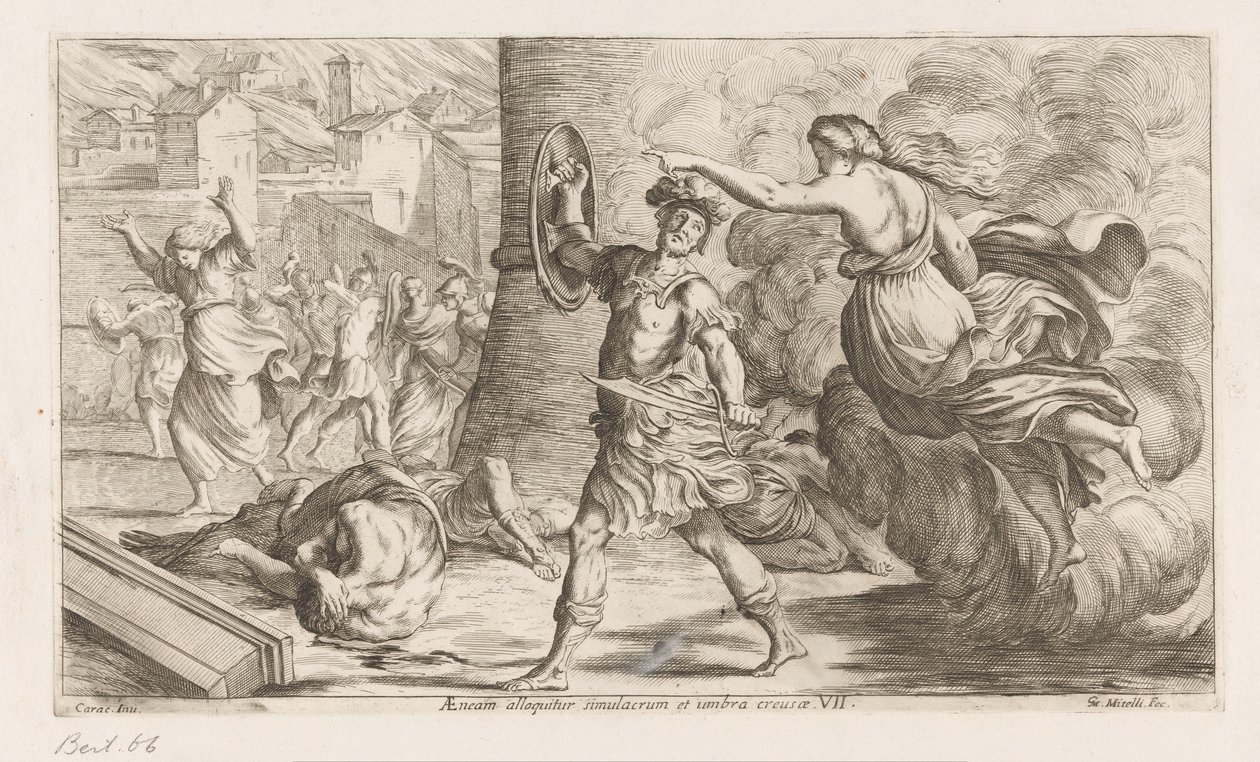 Geest van Creüsa verschijnt aan Aeneas door Giuseppe Maria Mitelli