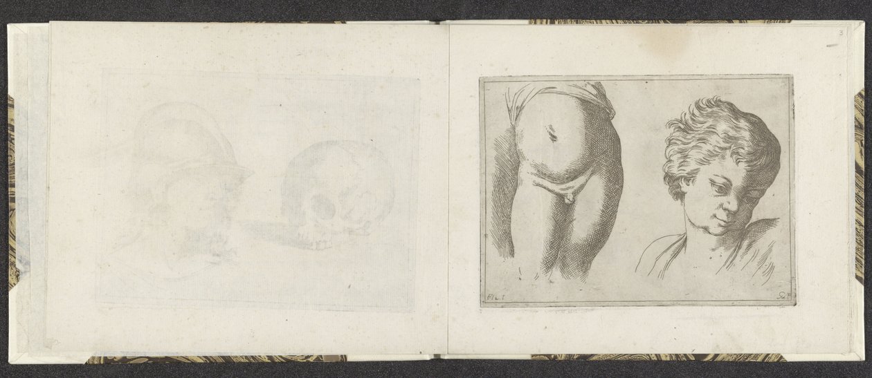 Naakt onderlichaam en hoofd van een kind door Giuseppe Maria Mitelli