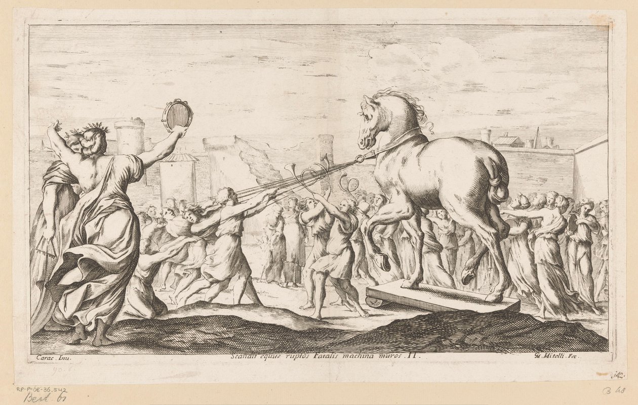Paard van Troje wordt binnengehaald door Giuseppe Maria Mitelli