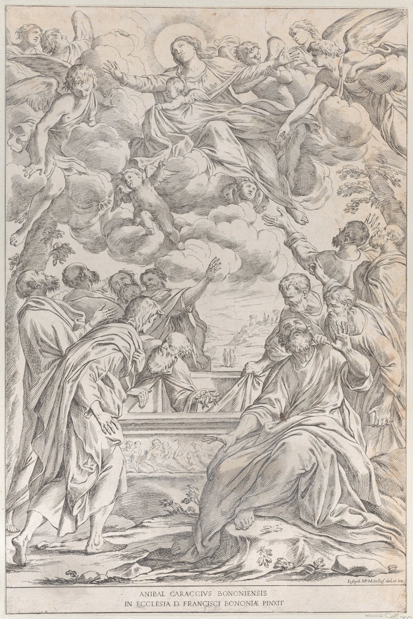Plaat 3: de Tenhemelopneming van de Maagd, 1678 door Giuseppe Maria Mitelli