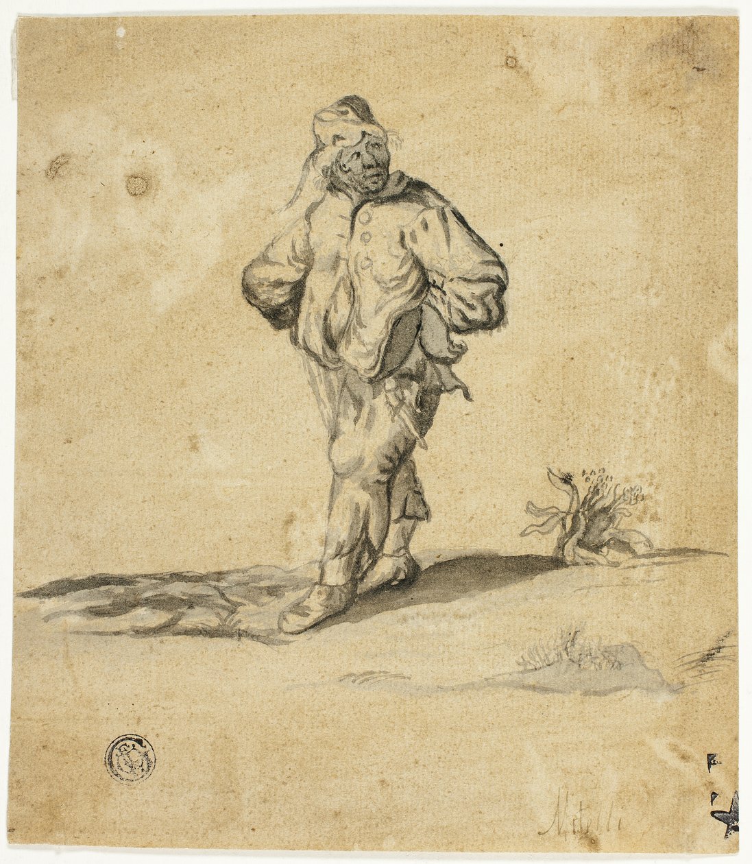 Staande boer met armen Akimbo door Giuseppe Maria Mitelli