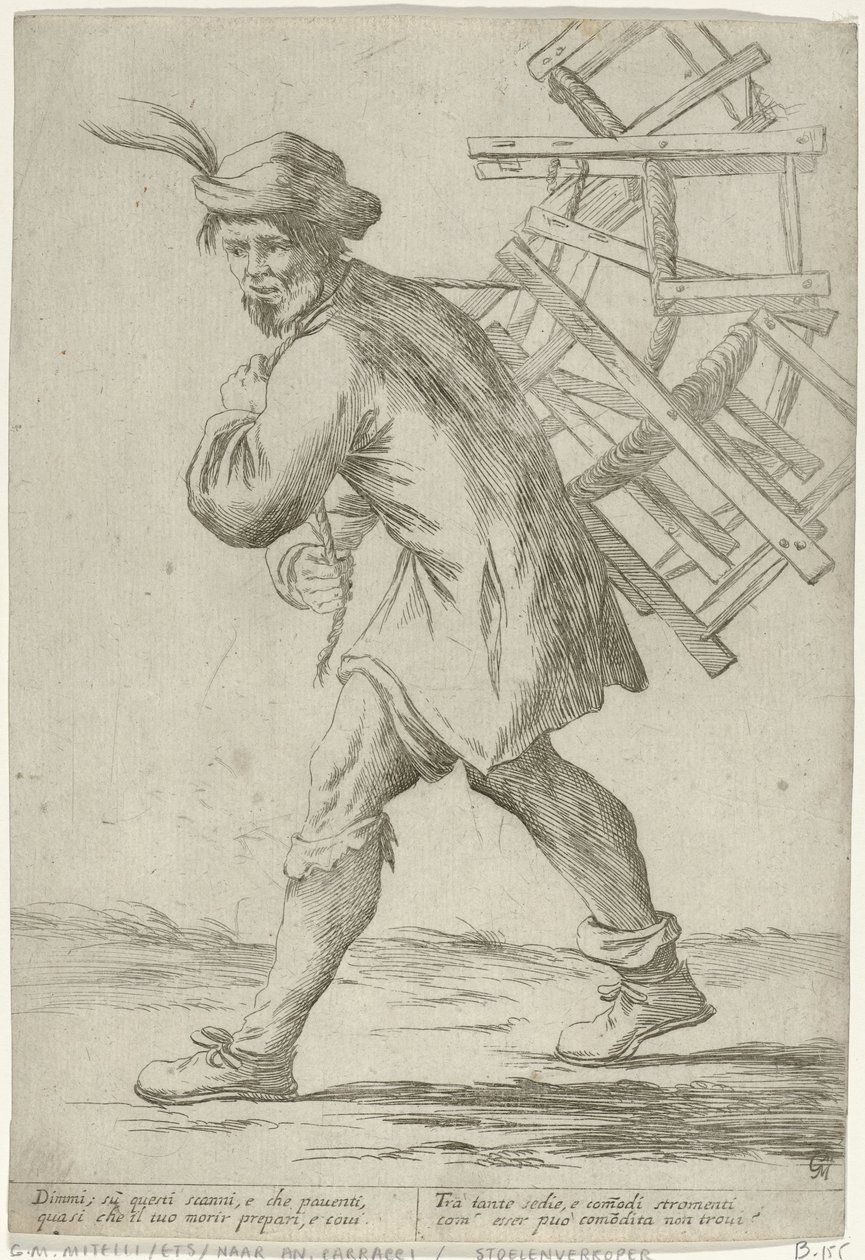 Stoelenverkoper door Giuseppe Maria Mitelli