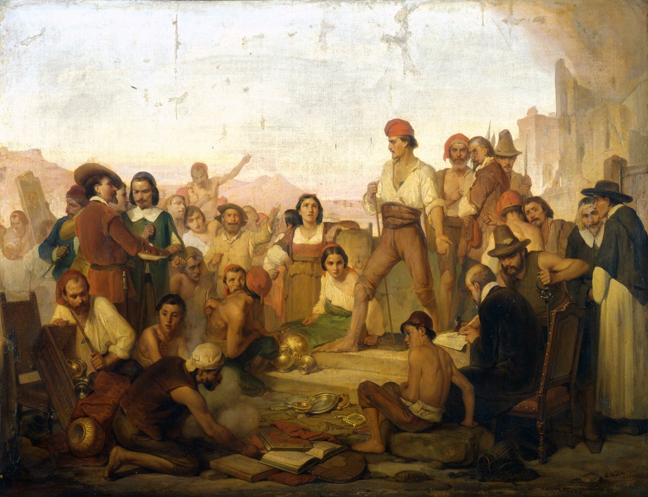 De opstand van de Napolitaanse visser Tommaso Aniello, bekend als Masaniello (1622-1647) in Napels in 1647 door Giuseppe Mazza
