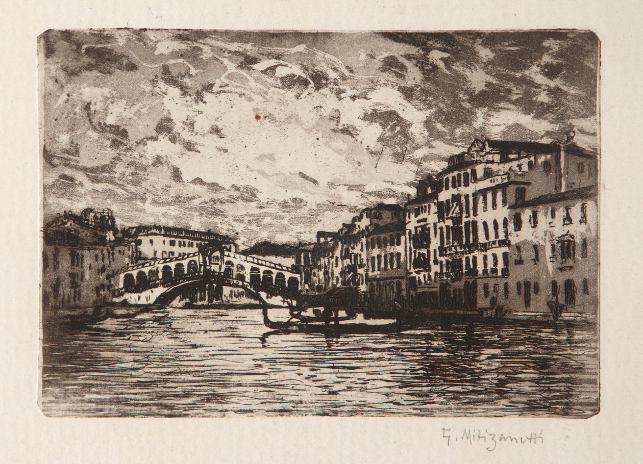 De Rialtobrug in Venetië door Giuseppe Miti Zanetti