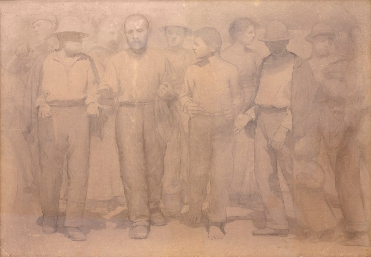 Cartoon voor De Vierde Staat door Giuseppe Pellizza da Volpedo