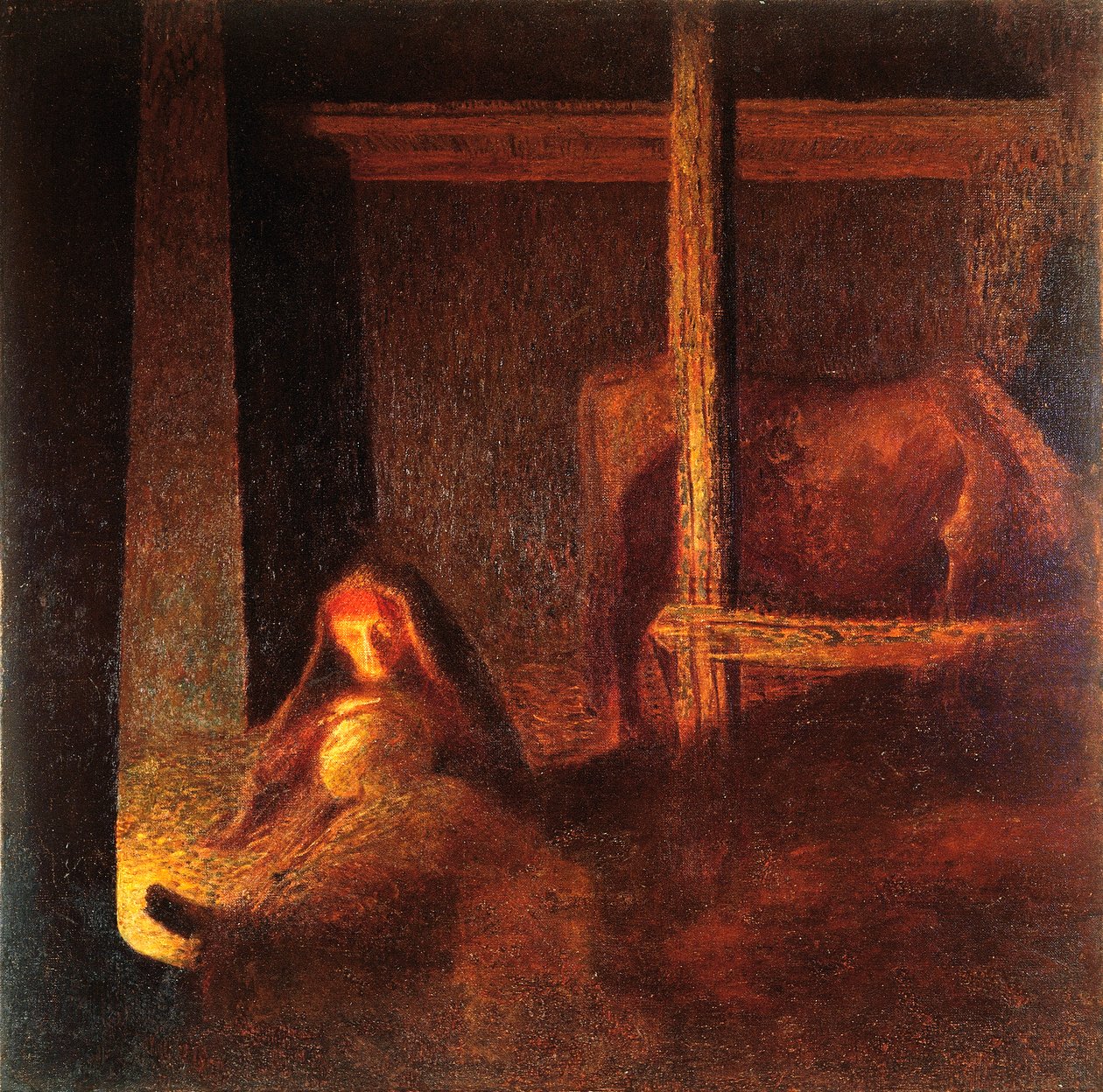 De oude vrouw in de schuur door Giuseppe Pellizza da Volpedo
