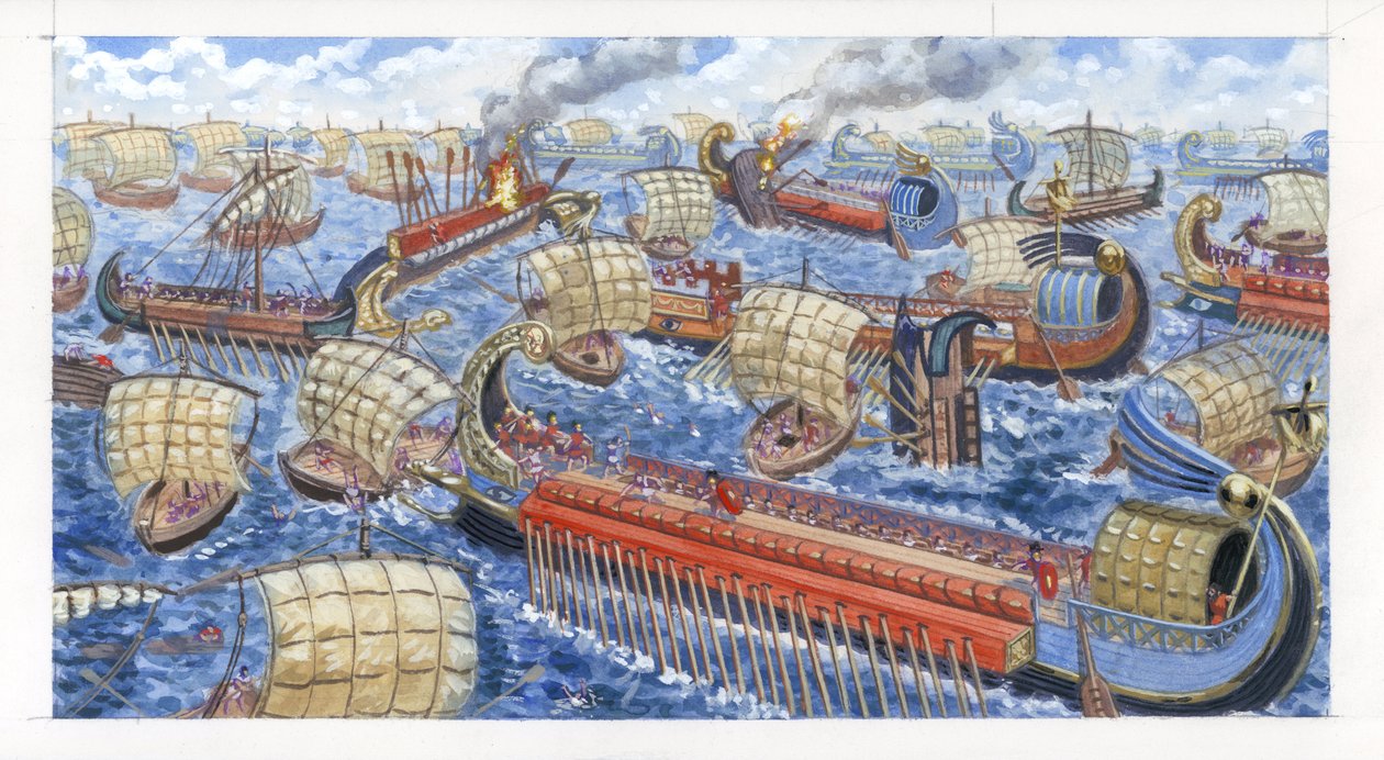 Gnaeus Pompeius Magnus verslaat de Cilische piraten in de strijd door Giuseppe Rava