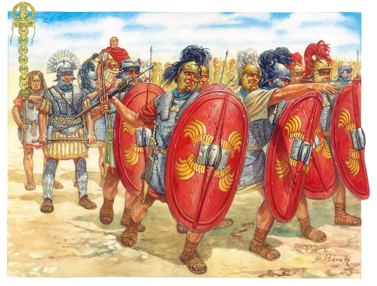 Romeinse Oudheid (Republiek): een groep Romeinse legionairs (Illustratie door Giuseppe Rava) door Giuseppe Rava
