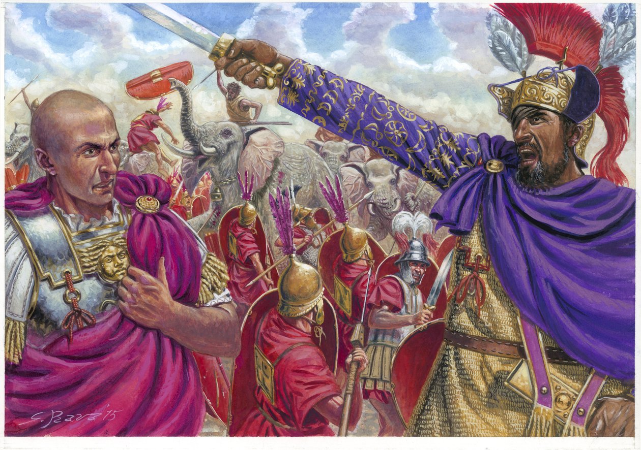 Scipio Africanus en Hannibal (Illustratie door Giuseppe Rava) door Giuseppe Rava