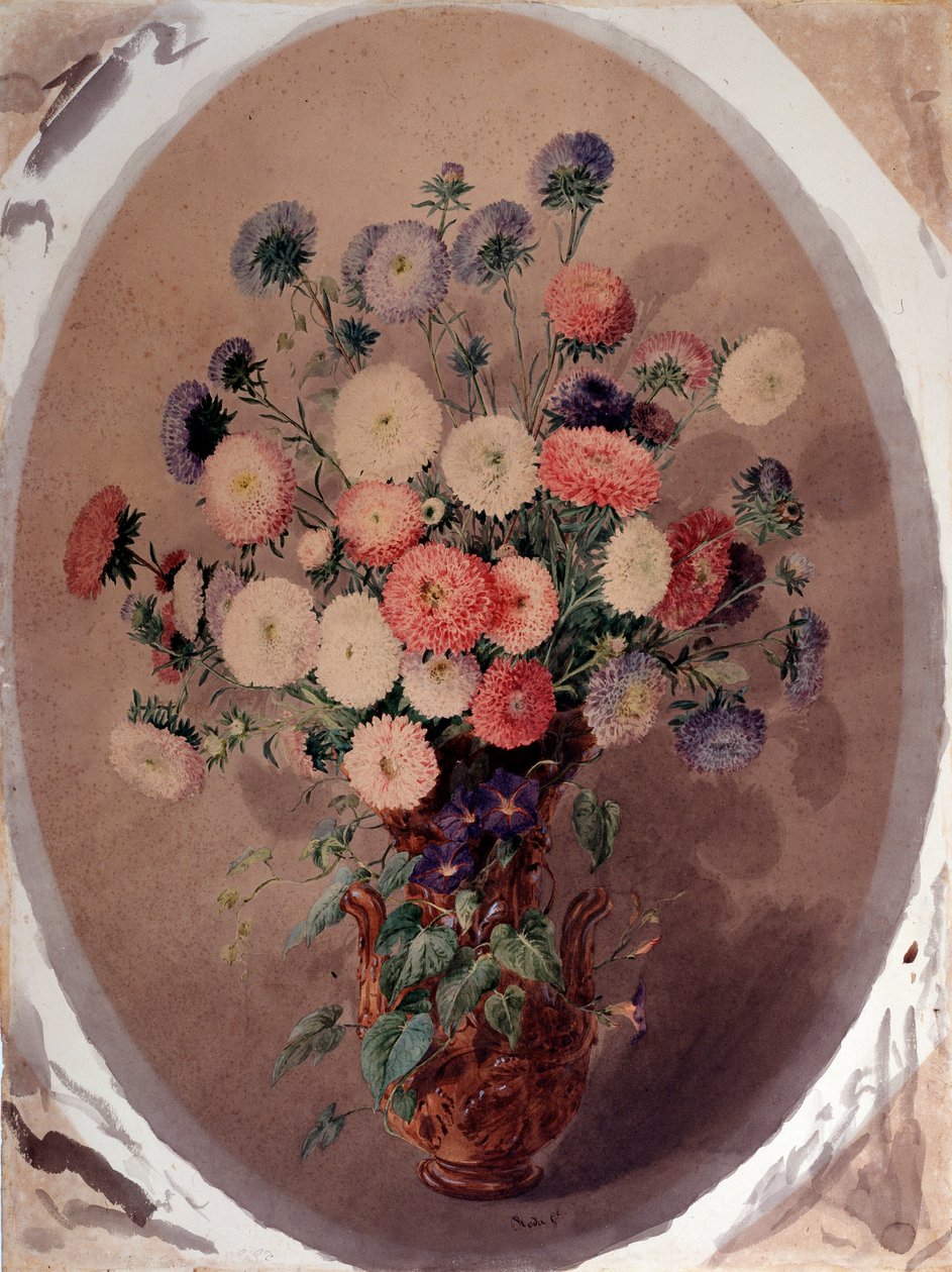 Bosje madeliefjes. Aquarel door Giuseppe Roda (19e eeuw) 1863. Genes, Galleria d