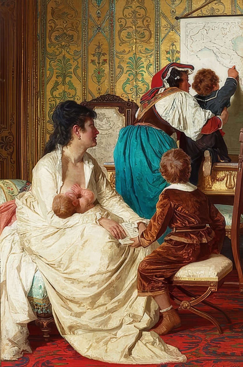 De vreugden van een goede moeder (Le gioie della buona mamma). 1877 door Giuseppe Sciuti