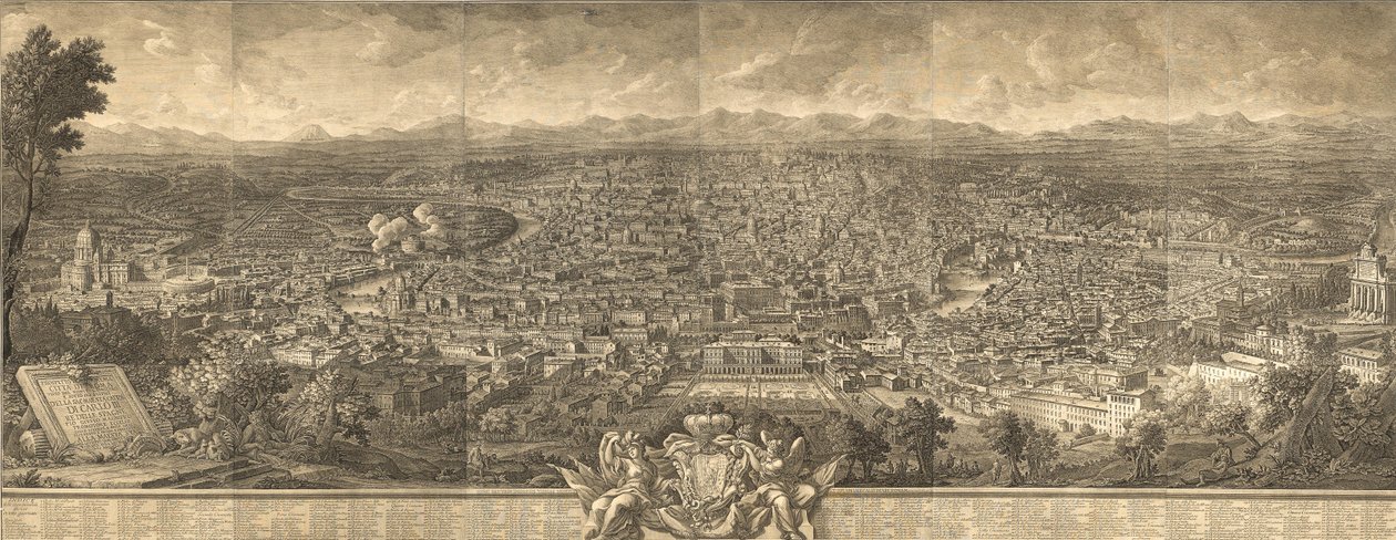 Giuseppe Vasi Prospect van de Alma Città di Roma gezien vanaf Monte Gianciolo door Giuseppe Vasi