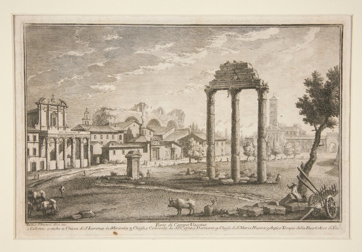 Deel van Campo Vaccino door Giuseppe Vasi