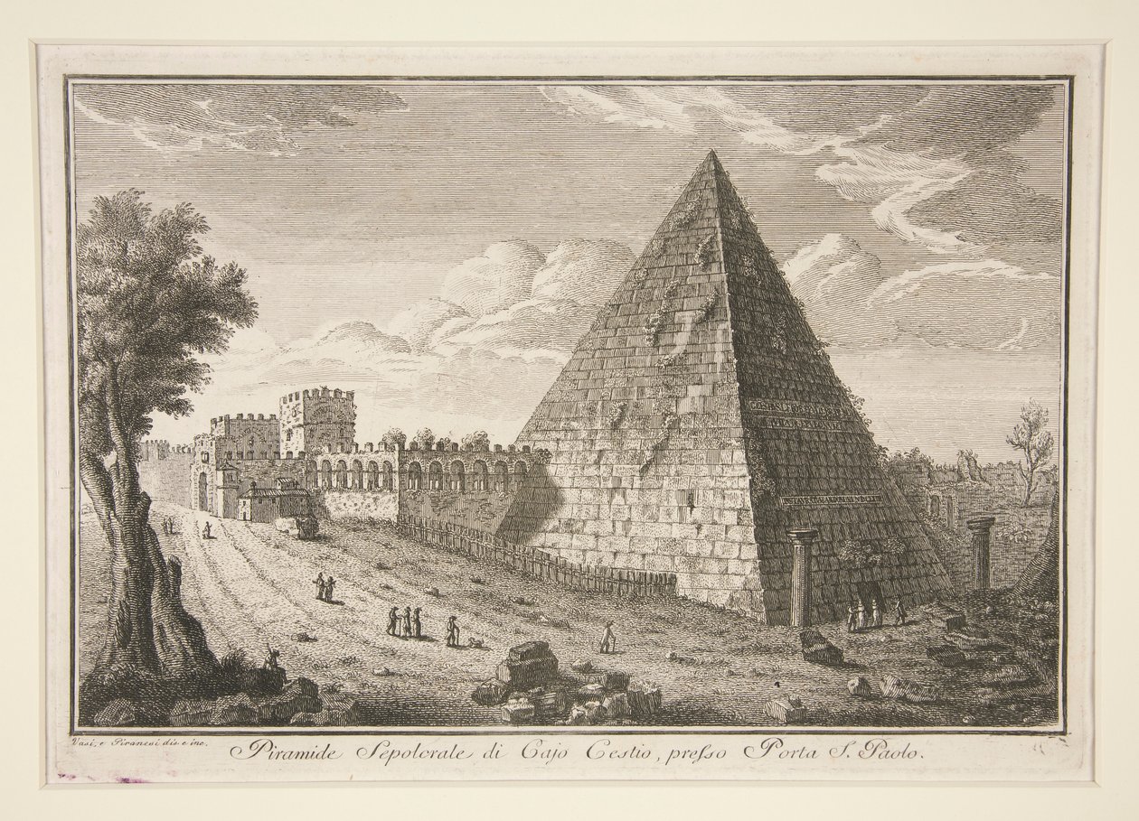 Piramide van Gaius Cestius door Giuseppe Vasi