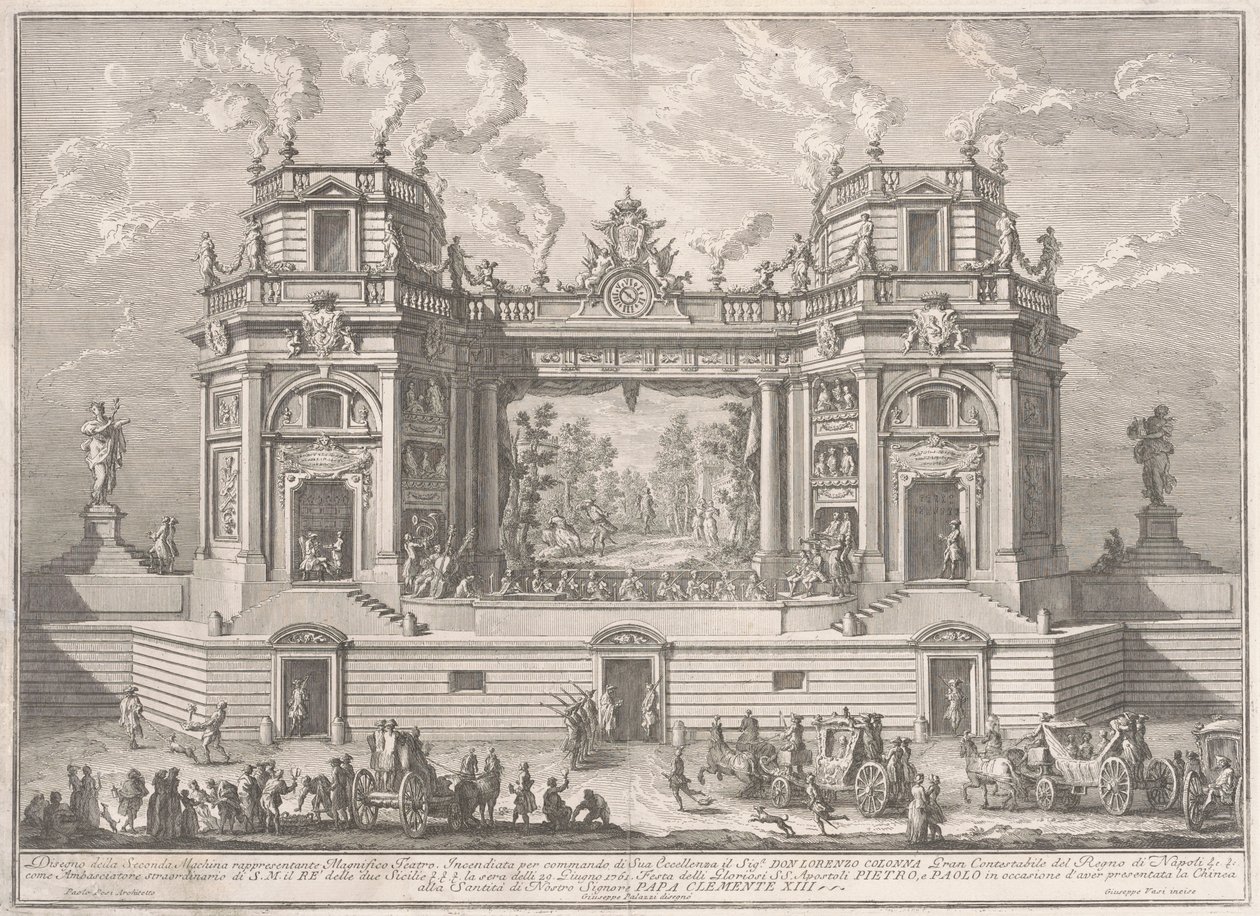 De Seconda Macchina voor de Chinea van 1761: Een Magnifiek Theater door Giuseppe Vasi