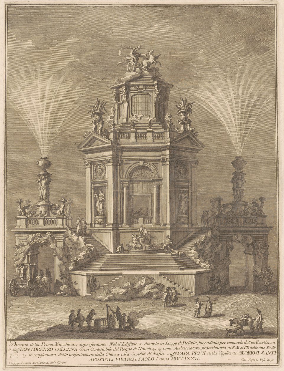 De Prima Macchina voor de Chinea van 1776: Een Plezierpaleis door Giuseppe Vasi, after Giuseppe Palazzi