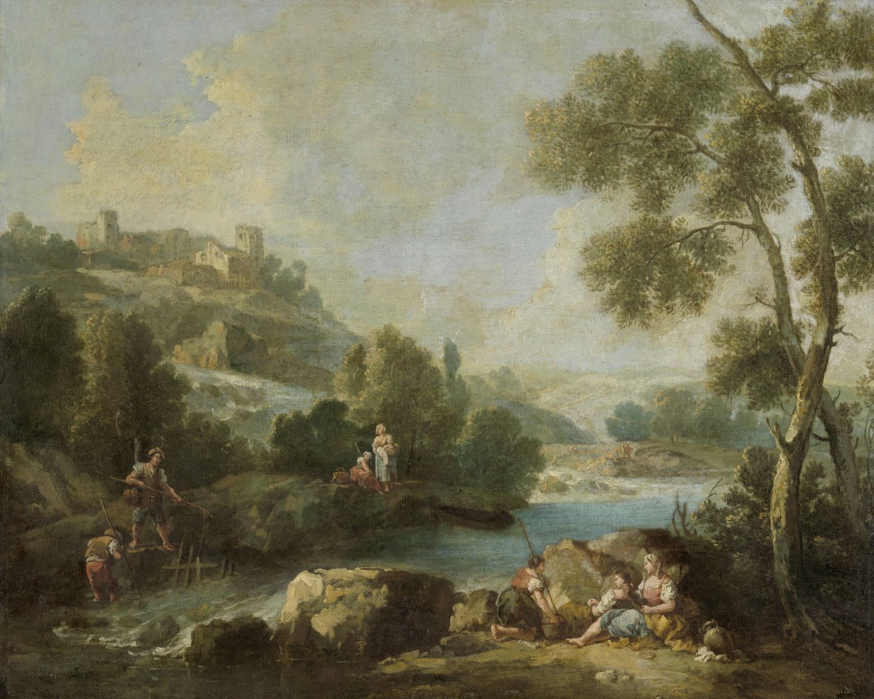Landschap met figuren door Giuseppe Zaïs (attributed to)