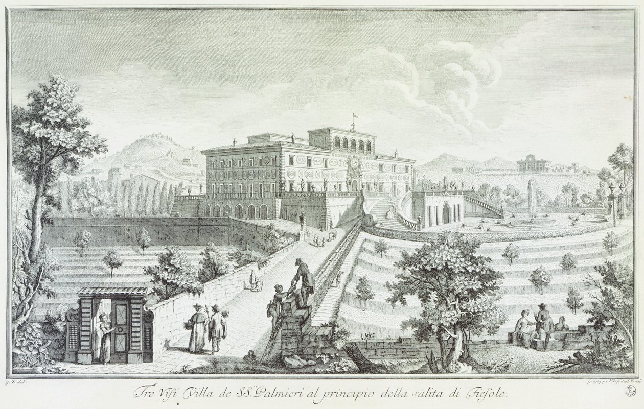 Villa Palmieri in Fiesole door Giuseppe Zocchi