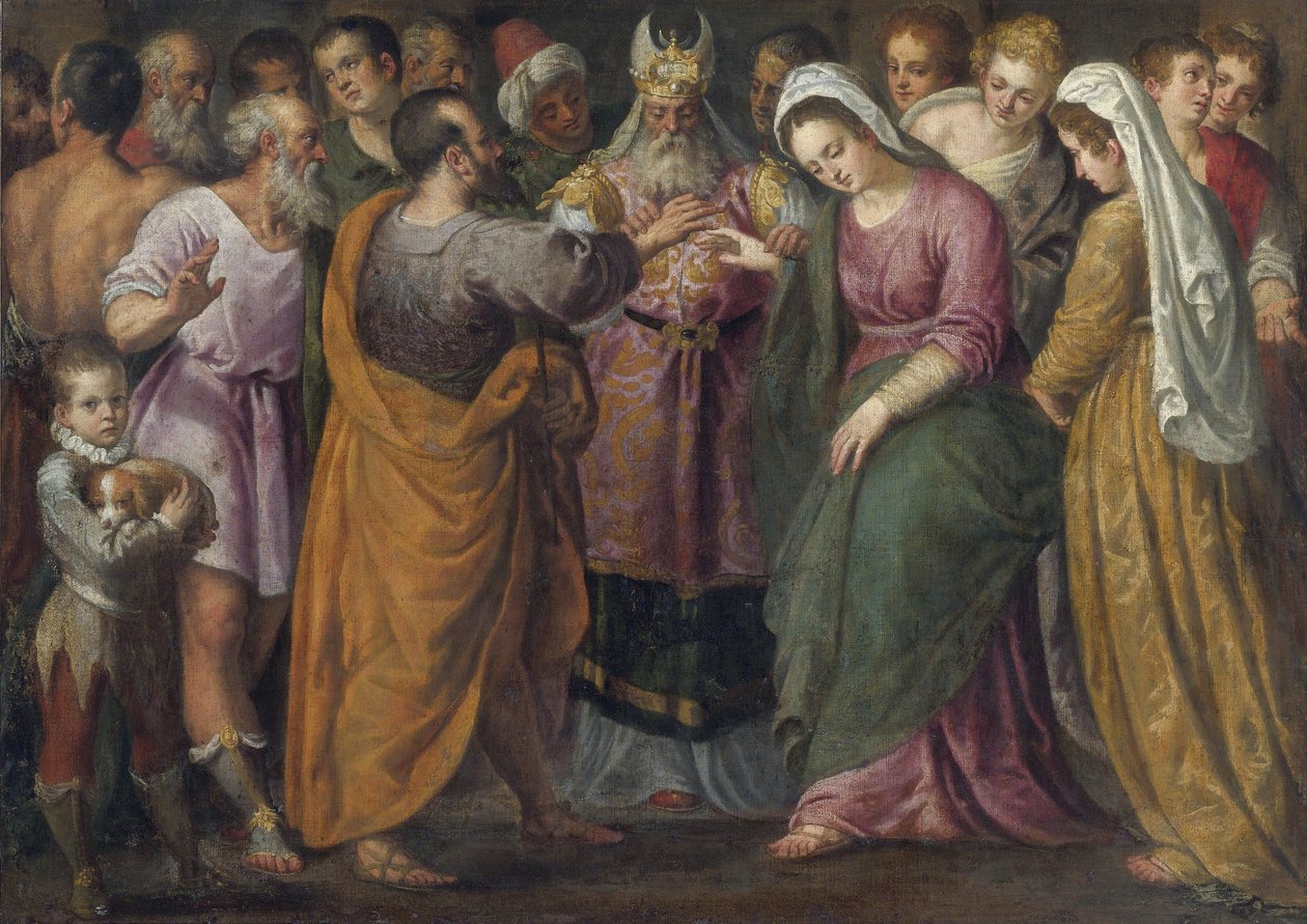 Het huwelijk van Maria en Jozef door Giuseppe della Porta Salviati