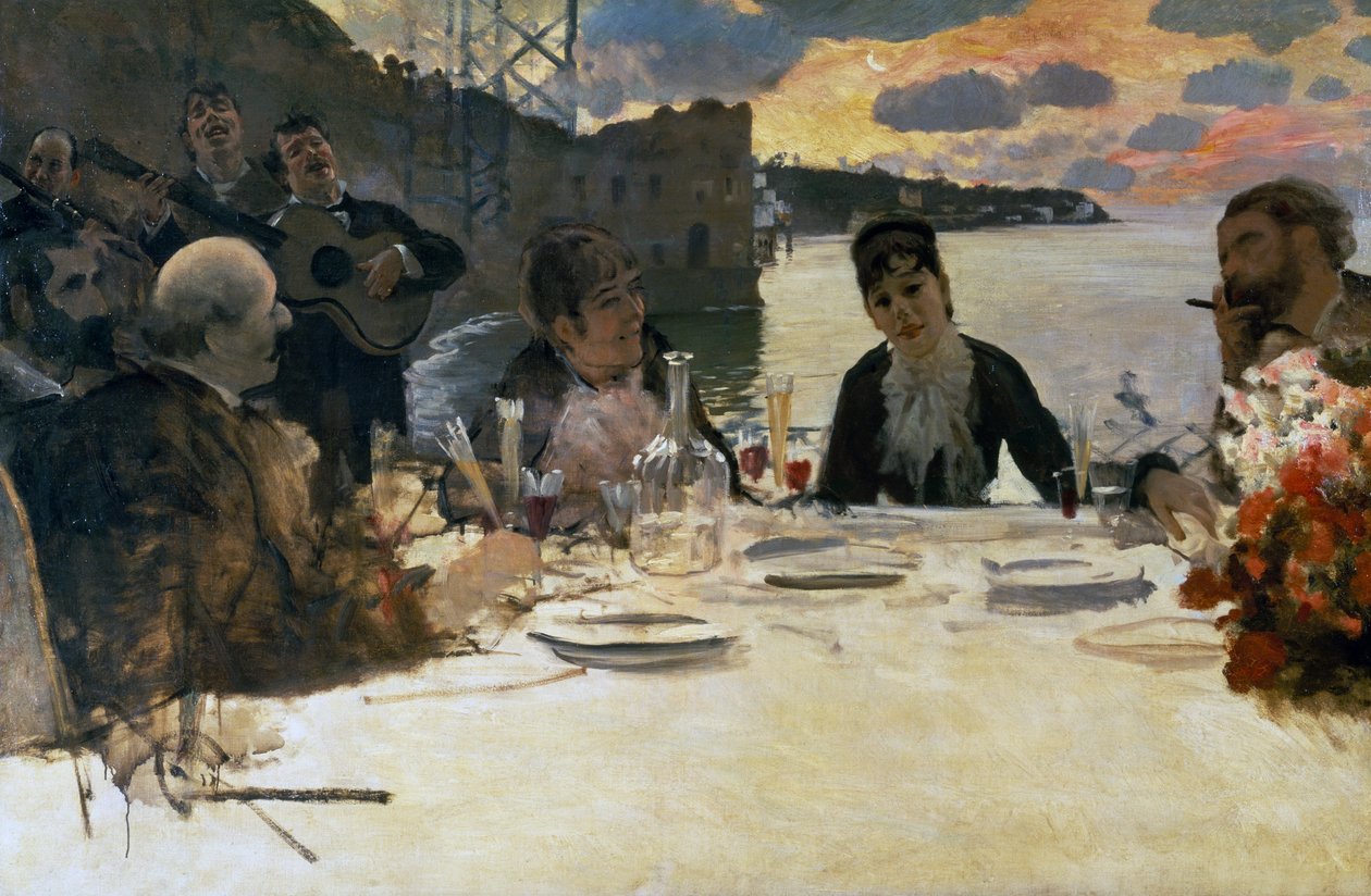 Lunch in Posillipo, c.1879 door Giuseppe or Joseph de Nittis