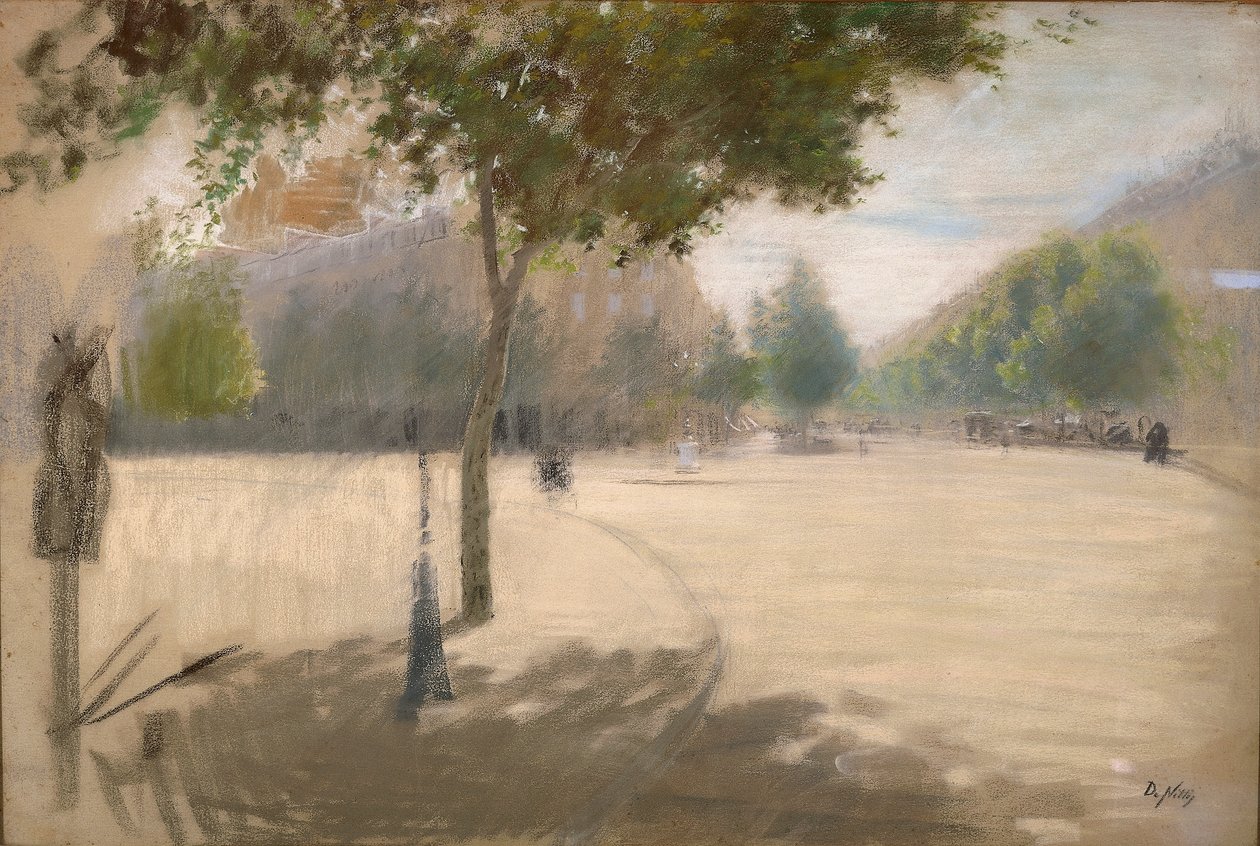 Zonnig plein door Giuseppe or Joseph de Nittis