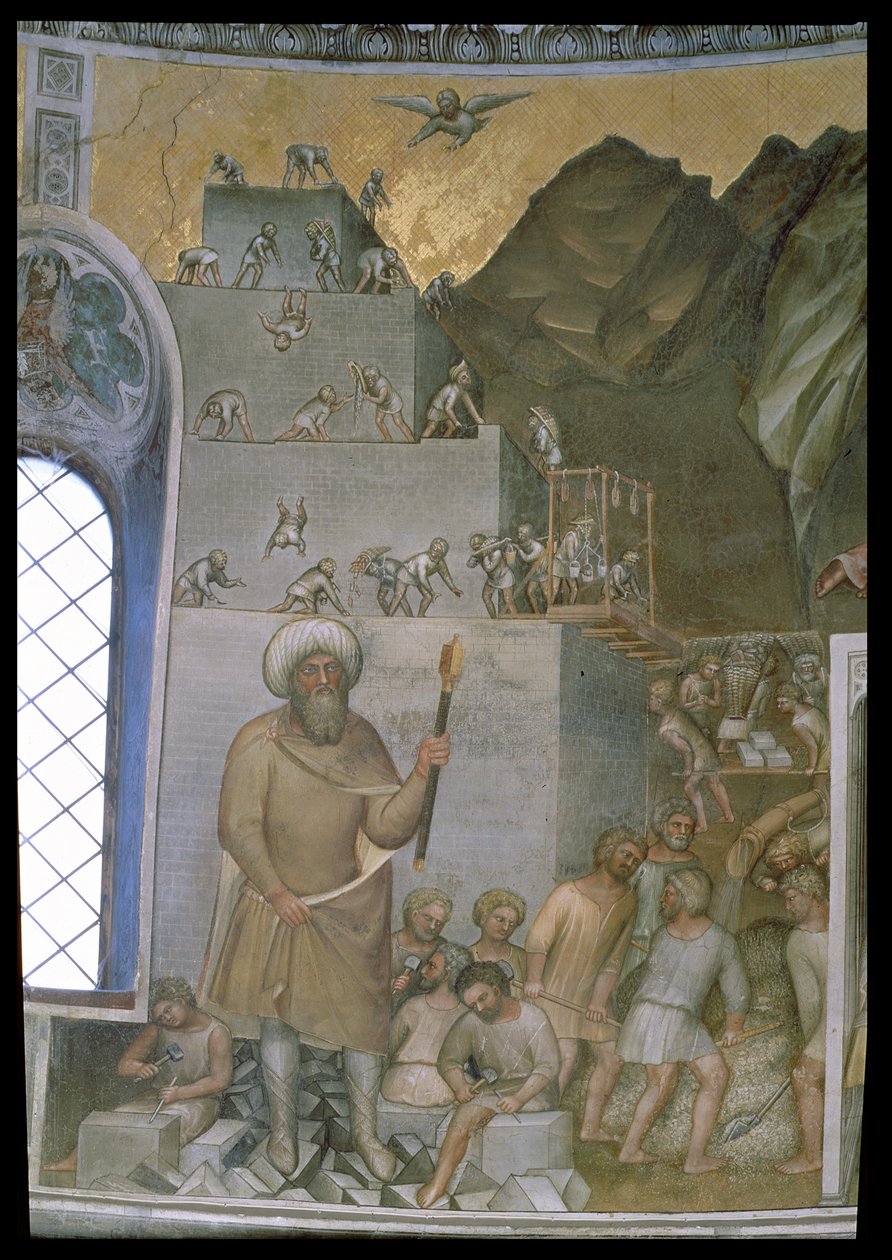 Bouw van de Toren van Babel, 1360-70 door Giusto di Giovanni de Menabuoi