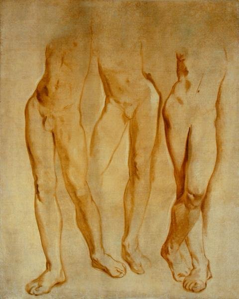 Drie studies van een mannelijk naakt door Glyn Warren Philpot